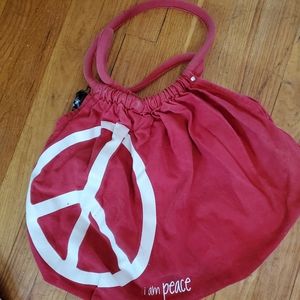 Red canvas hobo bag